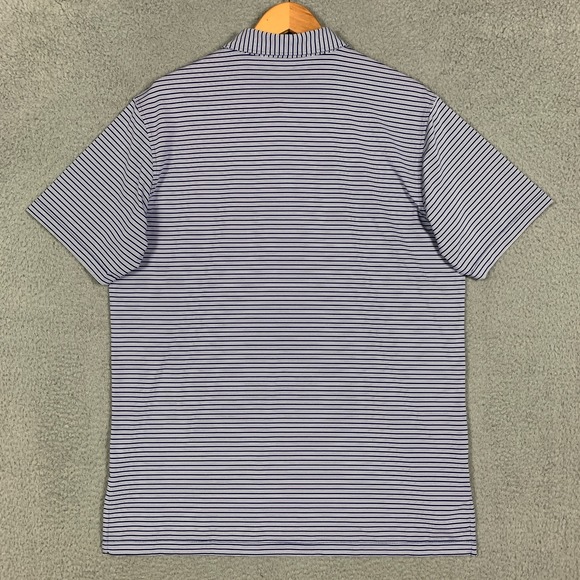 Peter Millar Portmarnock Heritage Polo Shirt Men's Large Navy/White Striped Golf - Picture 4 of 10